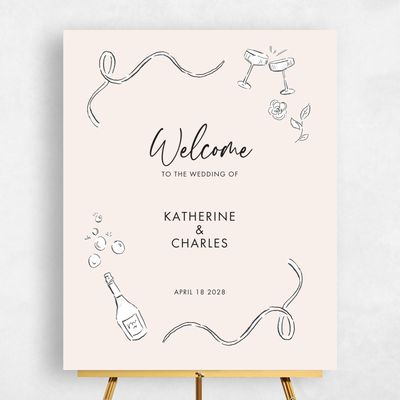 Linen, Beige Wedding Sign - Hamilton Portrait
