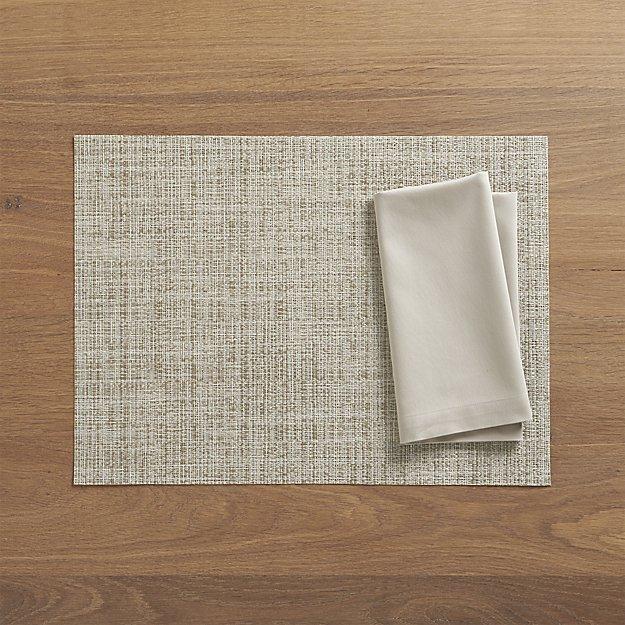 Chilewich ® Crepe Neutral Vinyl Placemat and Fete Dove Cotton Napkin