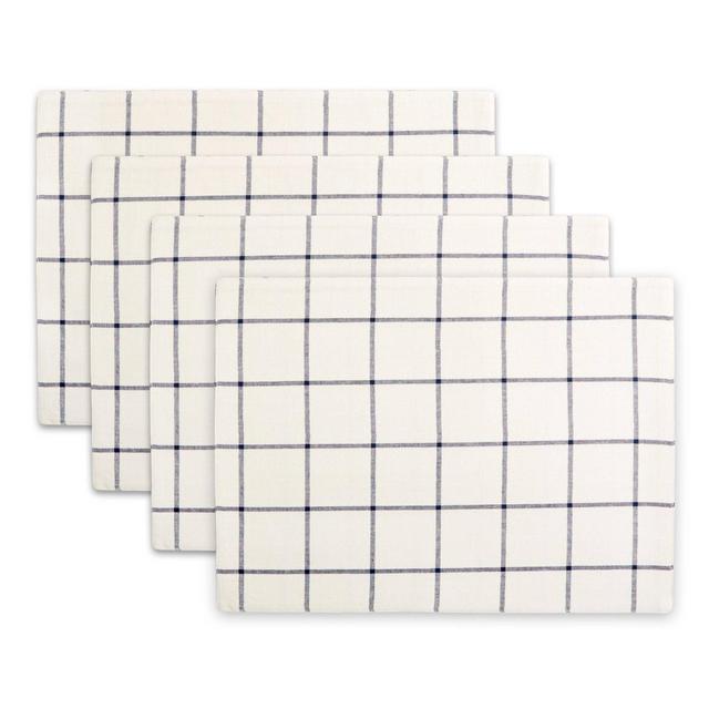 4pk Cotton Window Pane Placemats Blue - Town & Country Living