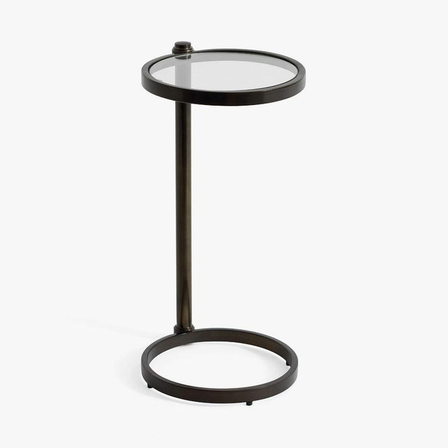 Everson Round Glass C-Table, Bronze