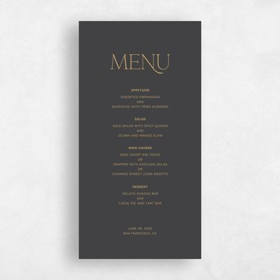 Black Fall Wedding Menu - Hazeldale