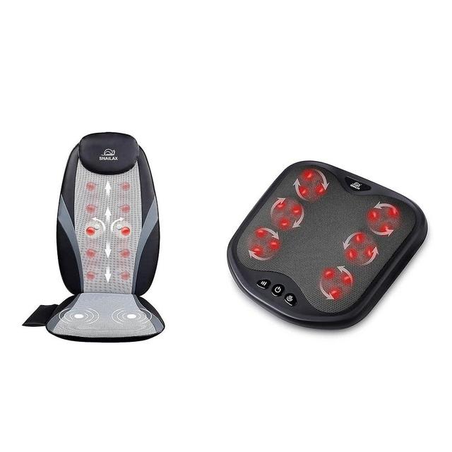 Snailax Shiatsu Massage Cushion with Heat with Foot Massager Bundle | Massage Chair Pad Kneading Back Massager for Home Office Seat use