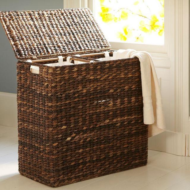 Seagrass Handcrafted Divided Hamper with Liner, Raleigh