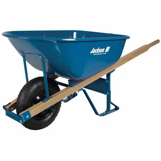 6 cu. ft. Heavy-Duty Steel Wheelbarrow with Tubed Knobby Tire and Powder Metal Bearings by Jackson