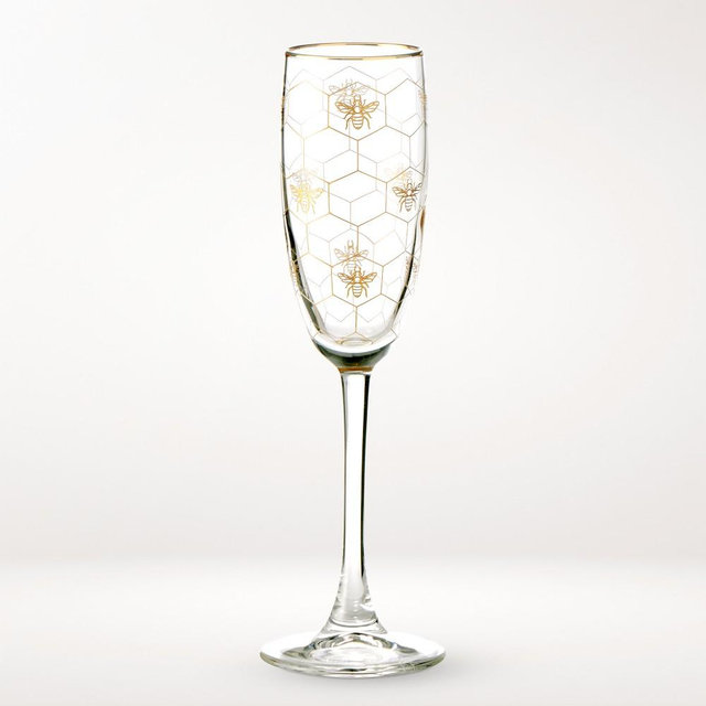 Honeycomb Champagne Flute Glasses, Set of 4