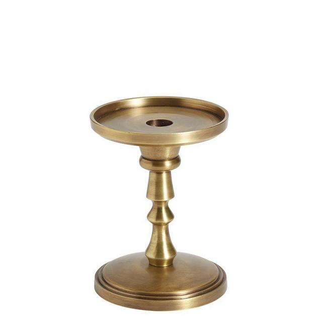 Booker Pillar Candle Holder, Brass, Short