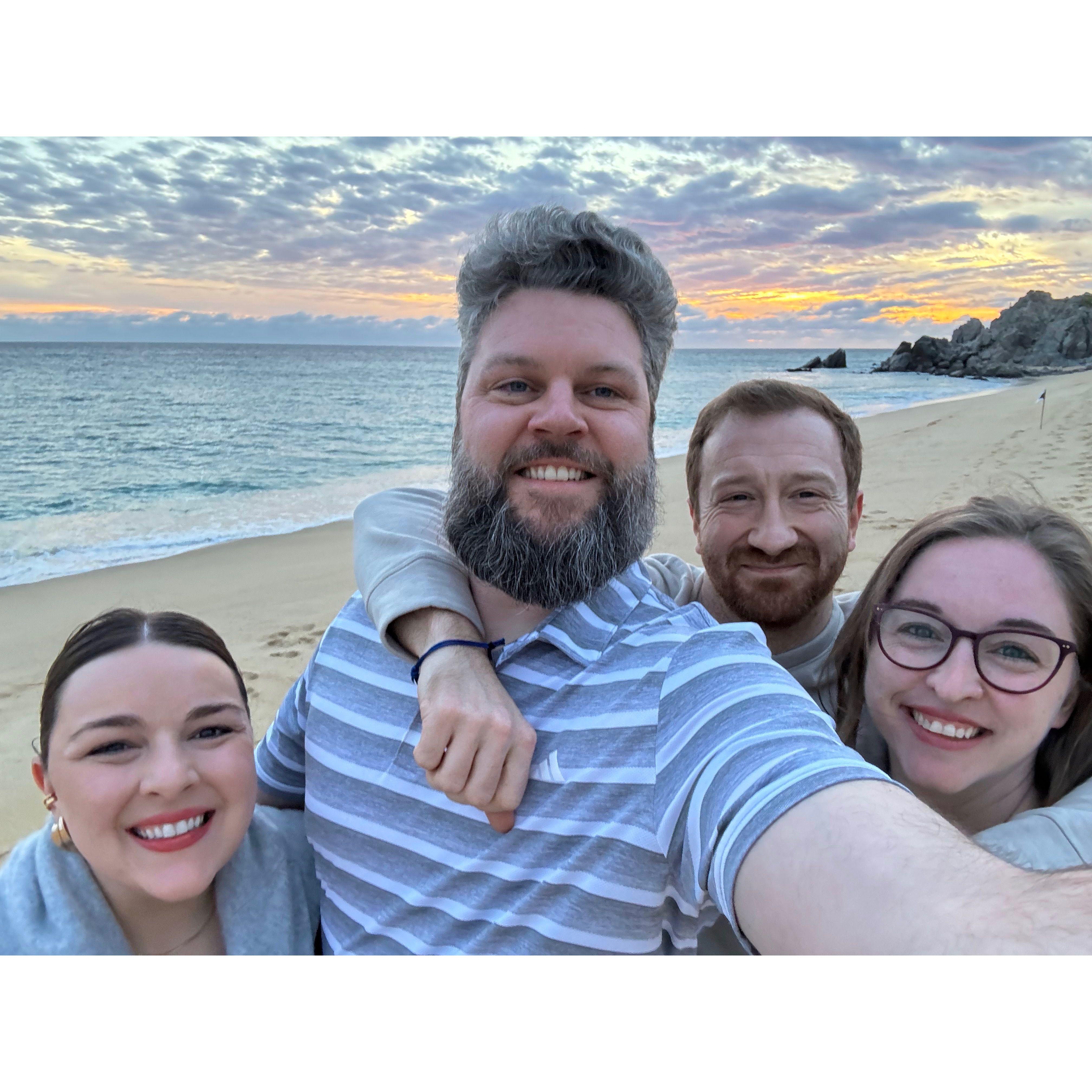 Celebrating with friends after the proposal