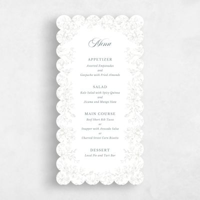 Green Scalloped Wedding Menu - Venado