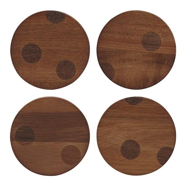 KATE SPADE 882687 Deco Dot 4-piece Coaster Set, 0.35 LB, White