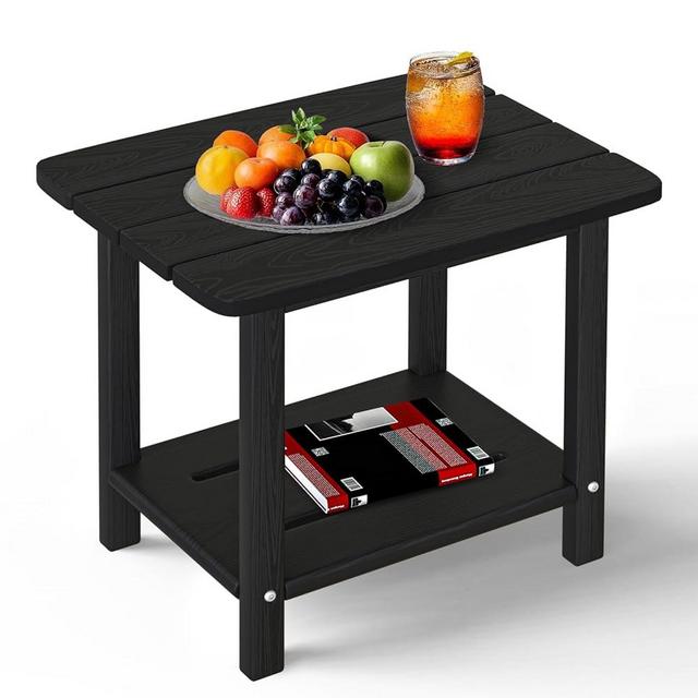nevilywood Adirondack Square Side Table - 18.4" Large Panel HDPE Outdoor End Table - Weatherproof, Rustproof & Low Maintenance for Patio, Lawn, Pool, Indoor Use (Black)