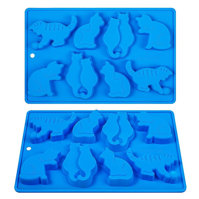Kamehame Cat Ice Cube Trays, 2 Pack Cat Shaped Ice Cube Mold, Fun Silicone Molds for Making Ice Cube, Chocolate, Candy, Cake Decoration, Cupcakes, Jelly