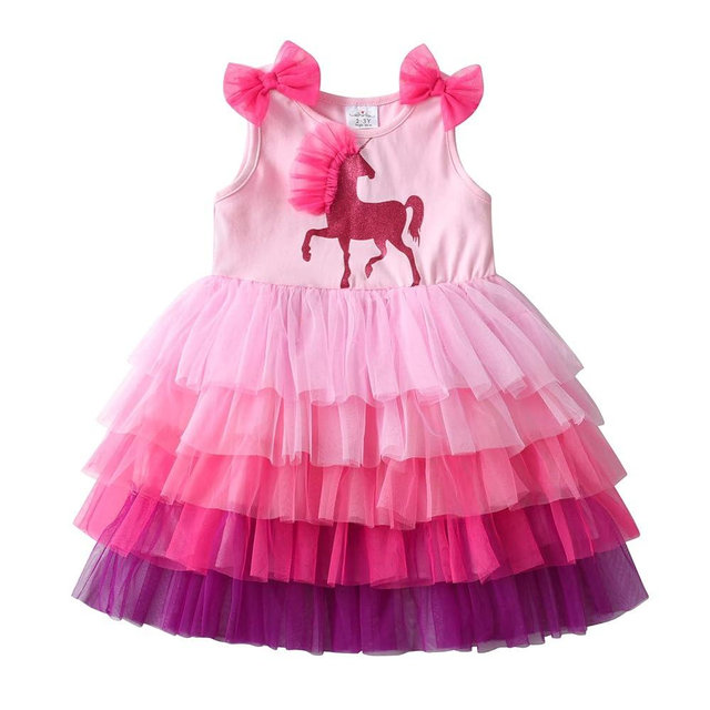 DXTON Toddler Girl Summer Short Sleeve Tutu Party Wedding Birthday Dresses