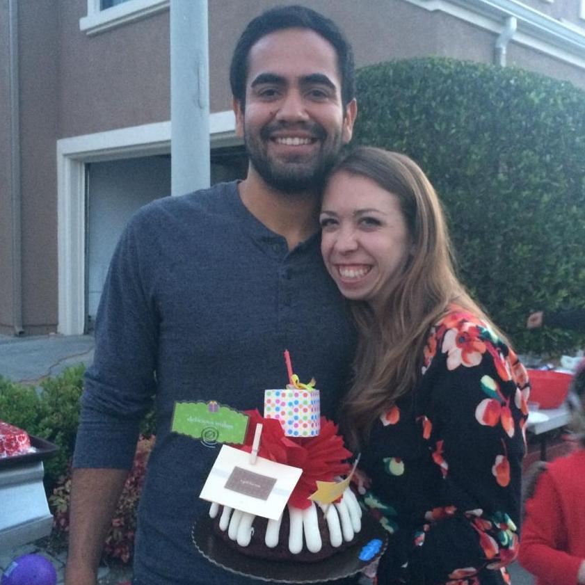 Surprise birthday cake at Robert & Lucia's home, 2015
