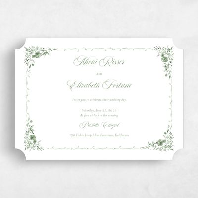 Green Ticket Wedding Invitation - Pontus Landscape