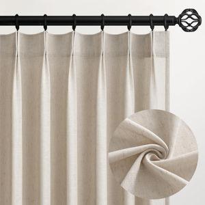 Pinch Pleat Sheer Curtains with Hooks, 102 Inches Long Oatmeal