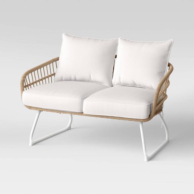 Southport Patio Loveseat with Metal Legs - Natural/White - Opalhouse™