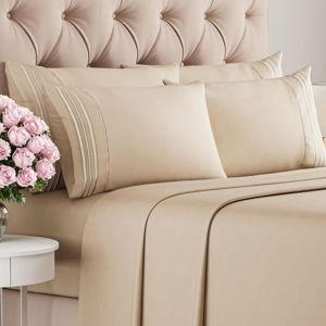 King 6 Piece Sheet Set - Comfy, Breathable & Cooling - Hotel Luxury Bedding for Women, Men, Kids & Teens - 1 Flat & 1 Fitted Sheet & 4 Pillowcases w/ Deep Pockets - Ultra-Soft and Wrinkle Free - Cream