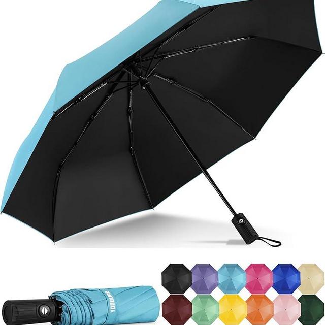 Yoobure Windproof Travel Umbrella, Automatic Umbrellas for Rain - Compact Folding Umbrella with UV Protection, Lightweight Portable Design for Backpack/Walking/Car, Sun & Storm Ready