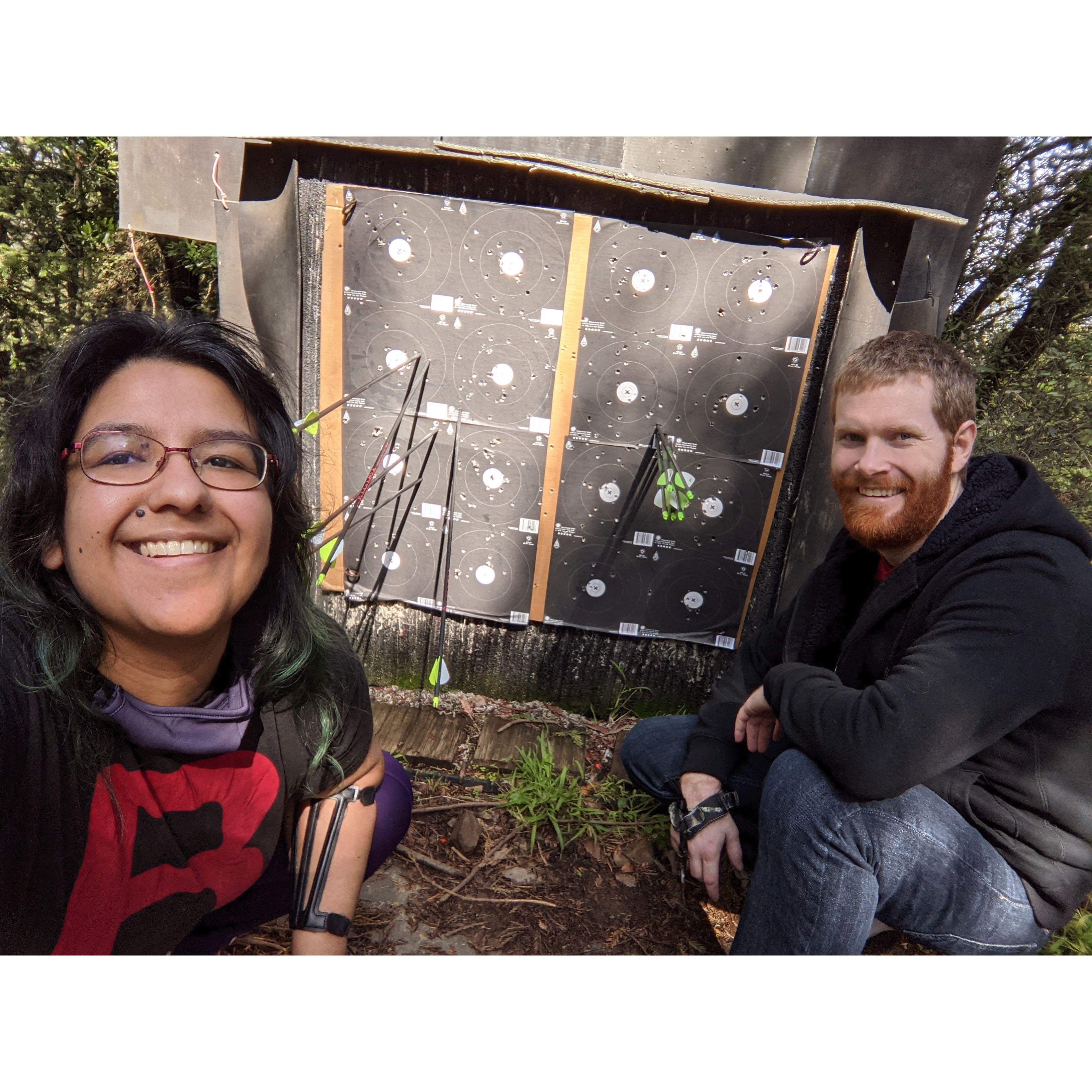 Sam & Rocio Practice Their Archery