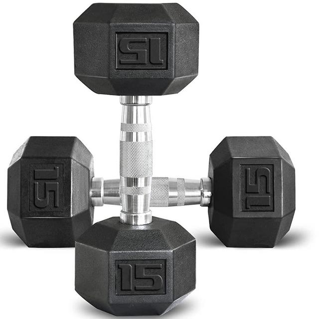 Balelinko Hex Dumbbells Set Free Weight Rubber Coated Cast Iron Hex Black Dumbbell (3lb, 5lb, 8lb, 10lb, 12lb, 15lb, 20lb, 25lb, 30lb, 35lb, 40lb, 50lb, 55lb, 60lb, 65lb, 75lb, 80lb)