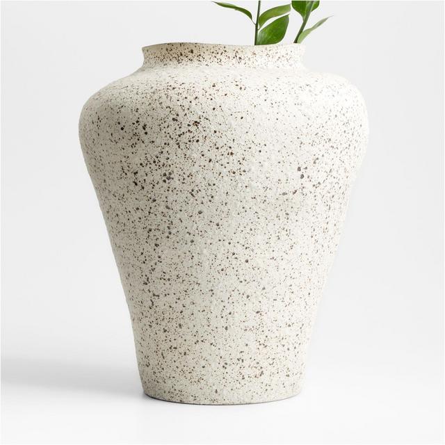 Poe White Volcanic Glaze Vase 16"