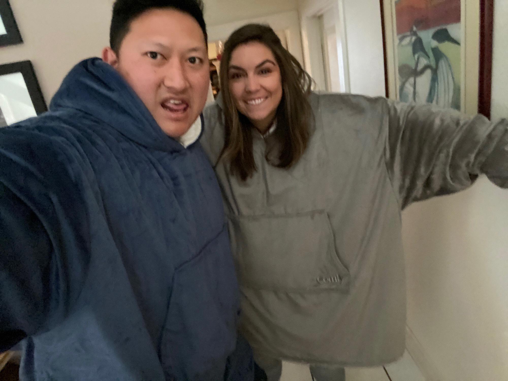 Matching in our giant sweater snuggies!