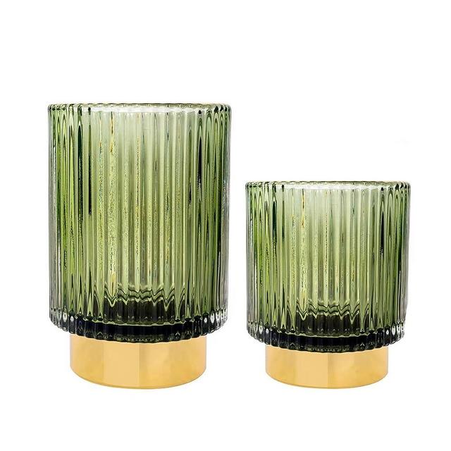 LEICURACE Makeup Brush Holder Organizer Crystal Makeup Holder for Lipstick Organizer Small Makeup Organizer Light Luxury Retro Desktop Eyeliners Eyebrow Pencil Storage Cup Holder (Green/S+L)