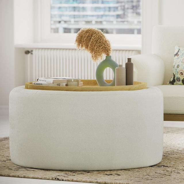 Beautiful Drew Stowaway Coffee Table with Storage by Drew Barrymore, Cream