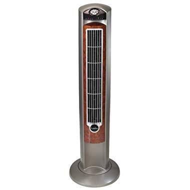 Lasko T42954 Wind Curve Portable Electric Oscillating Stand Up Tower Fan with Remote Control for Indoor, Bedroom and Home Office Use, Woodgrain, 13x13x42.5, Wood