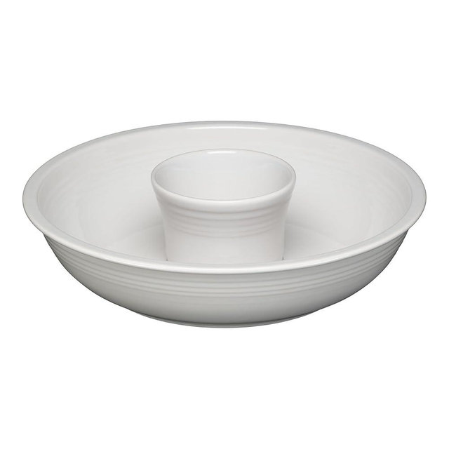 Fiesta® 2-Piece Chip and Dip Set 12 7/8” – Durable Ceramic, Lead-Free, Dishwasher/Microwave/Oven Safe – Made in USA - White