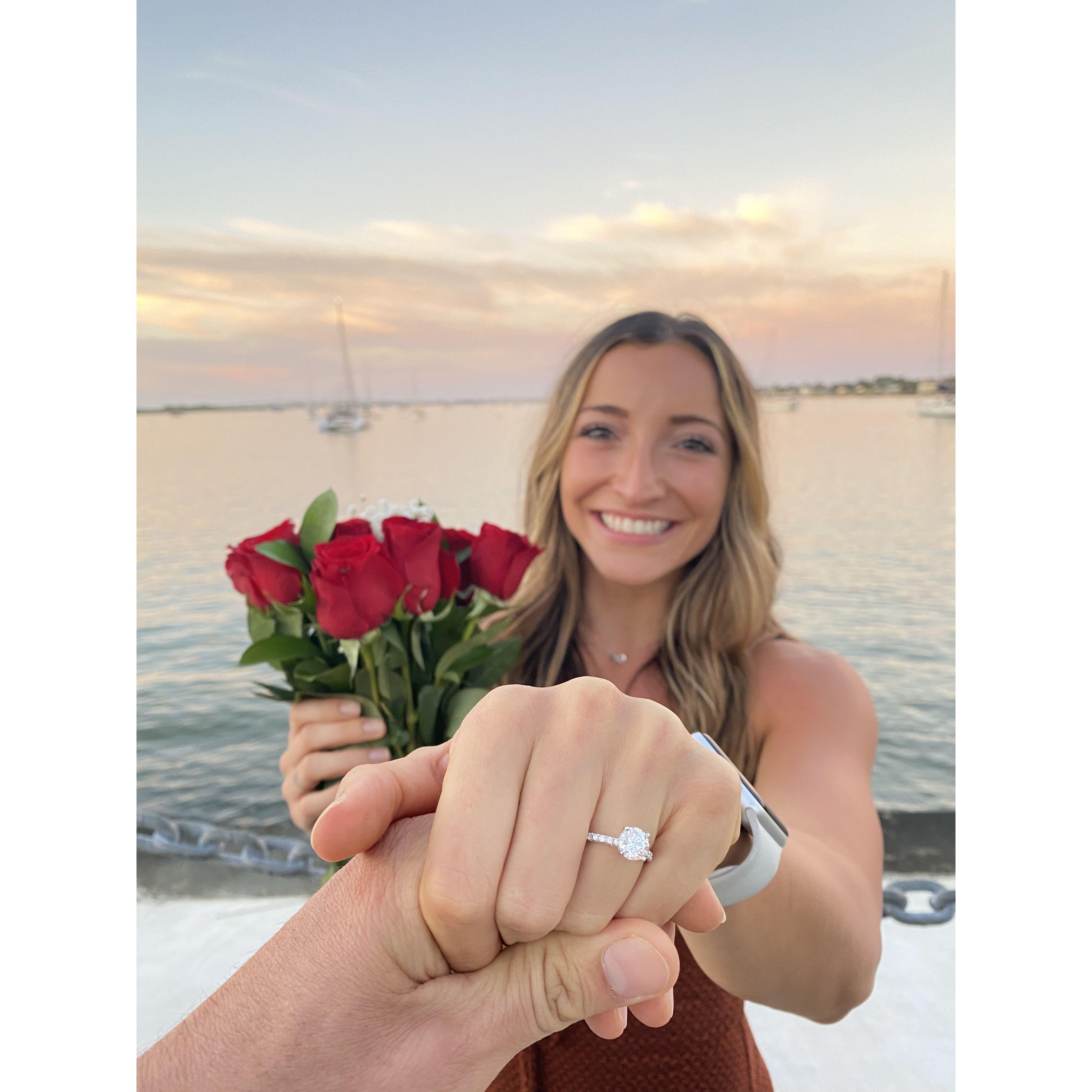 Moments after he proposed!