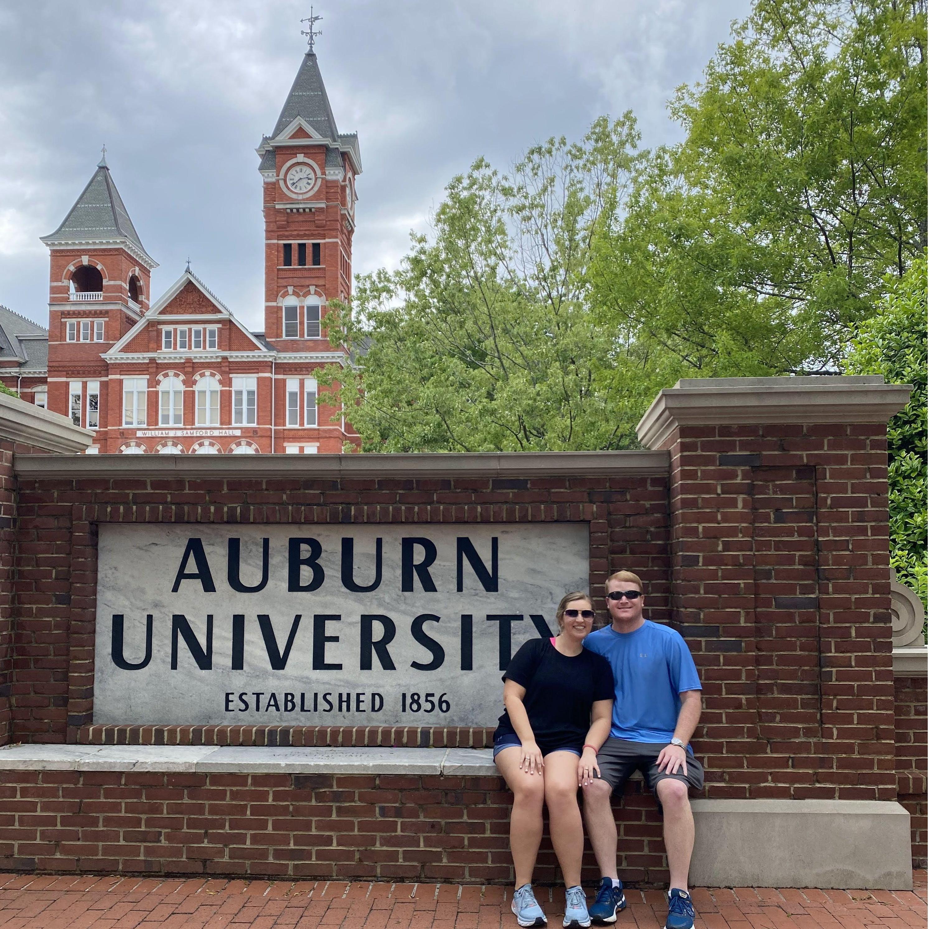 First time visiting Auburn University together. We were students at the same time but never knew each other at Auburn.