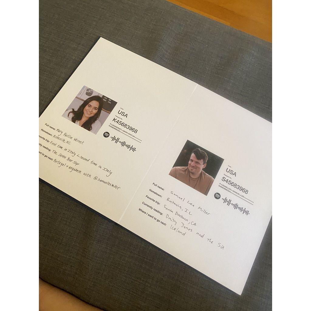 The first page of the book. The Spotify code pulls up the playlist!
