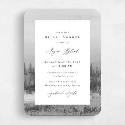Grey Rounded Wedding Wedding Shower Invitation - Rockford Portrait