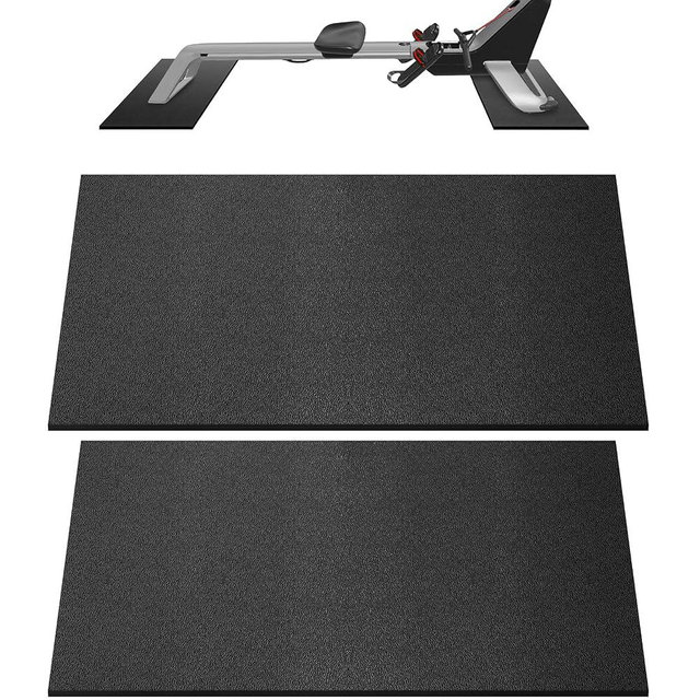 Crostice Double Mat Compatible with Peloton Bike, Row & Concept 2 Rowing Machine, Thickness 6mm, Bike Trainer Accessories, Mat Protect Hardwood Floor Carpet, for Home Gym Exercise
