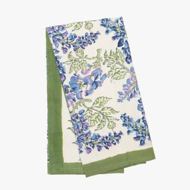 Wisteria Blockprint Cotton Tea Towels, Set of 3