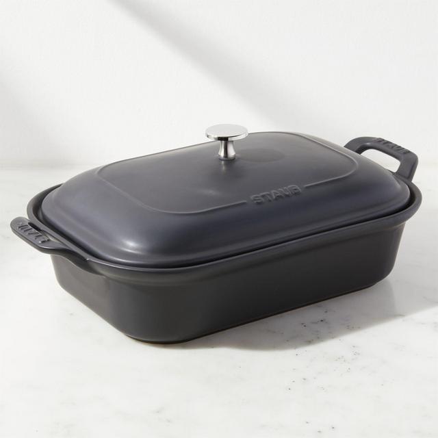 Staub Cast Iron 12.5x9 Oval Baking Dish, Black Matte