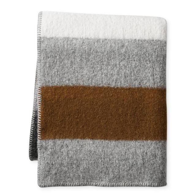 Italian Boiled Wool Stripe Throw, 50" x 70", Bronze