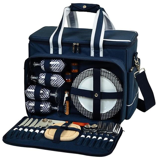 Picnic at Ascot- Original Insulated Picnic Cooler with Service for 4 - Designed & Assembled in the USA