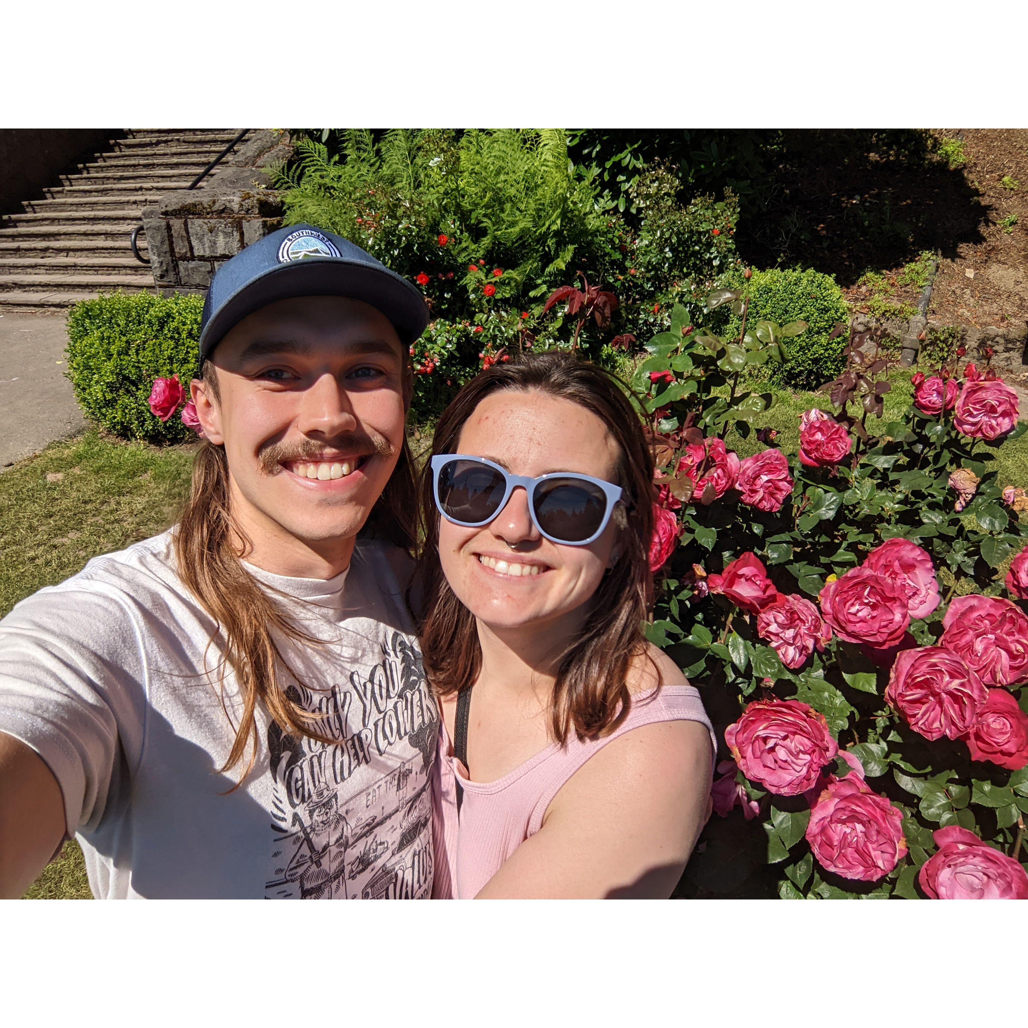 visiting the International Rose Test Garden in Portland, OR