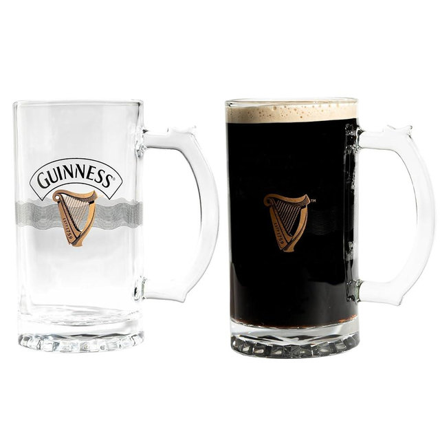 LORD'S ROCKS Guinness Glasses 17.6 oz Beer Glasses Two Pack Pint Tankard Compatible with Guinness and Harp Logo
