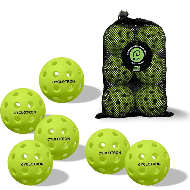 cyclotron 6-Pack Premium Pickleball Balls - USAP Approved, 40 Holes Outdoor/Indoor Pickle Balls with Bag, Perfectly Balanced, High Bounce True Flight, Pickle Ball for Tournament Play