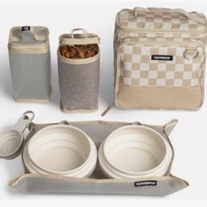 Cleverpup Bistro Box 7-Piece Dog Food Travel Kit- 12 Cup (Checkerboard)