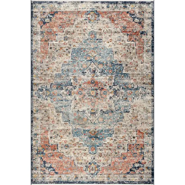 Nuloom Sawyer Medallion 5x7 Indoor Area Rug for Living Room Bedroom Dining Room Kitchen, Multicolor/Ivory