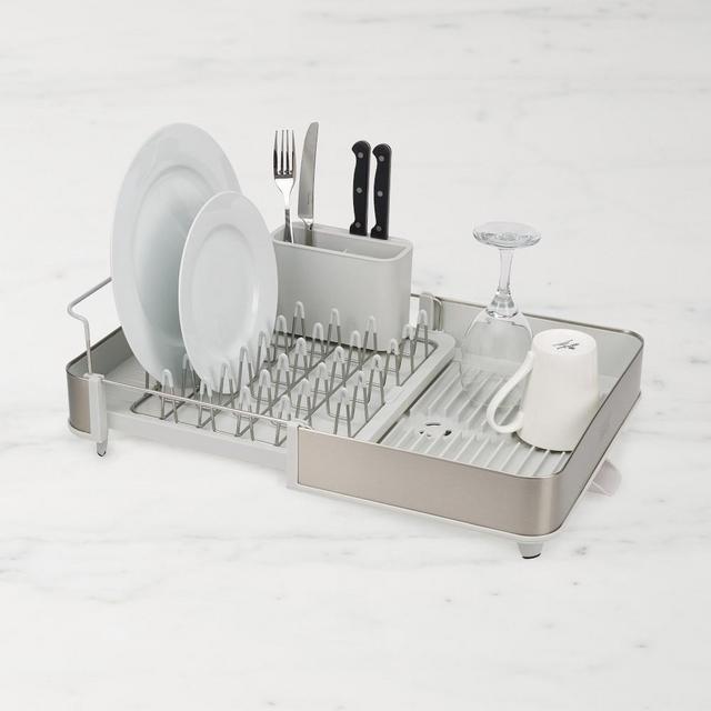 Joseph Joseph Extend Steel Expandable Dish Rack with Draining Spout, Stone