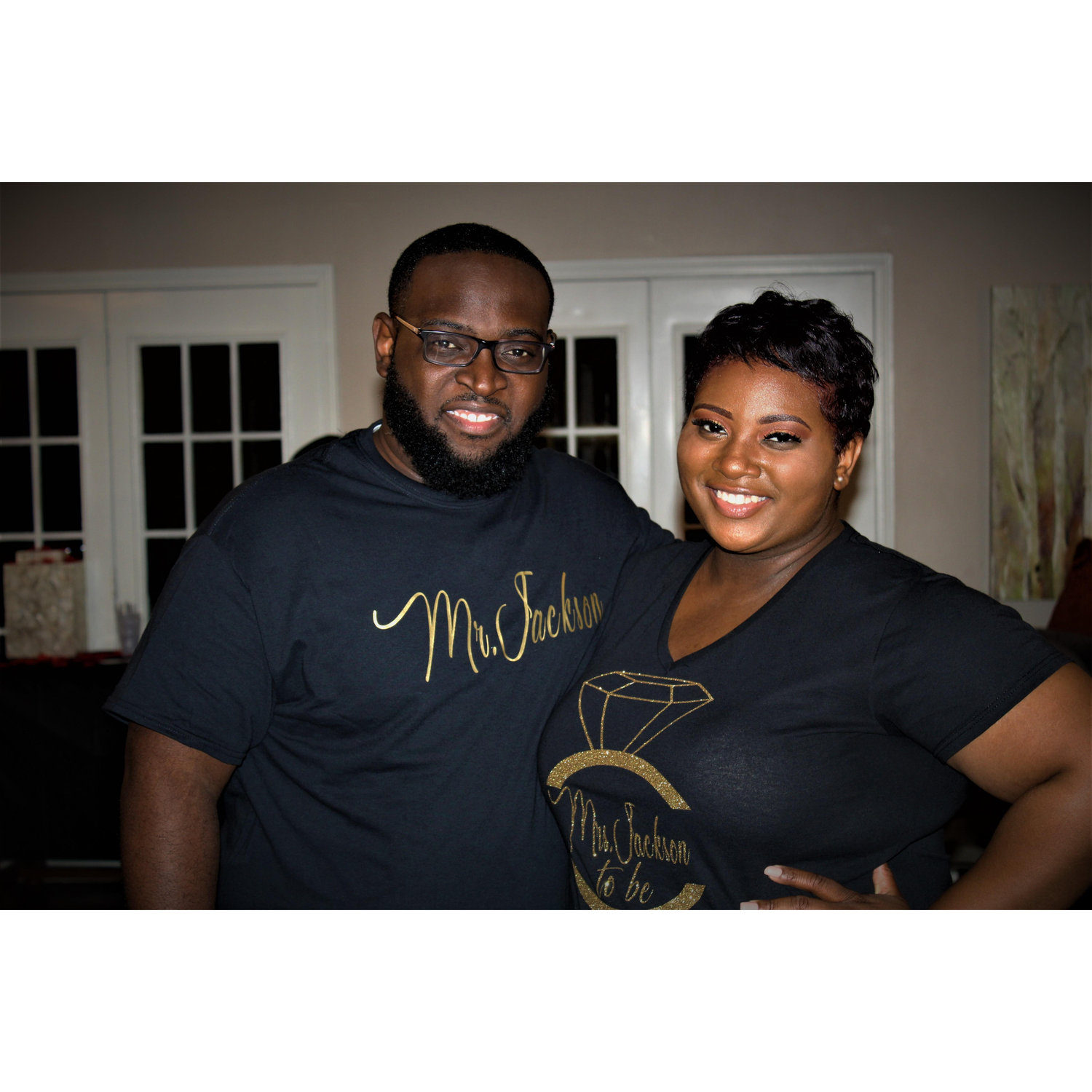 Napoleon had t-shirts made for him and Candace. "Mr. Jackson" and "Mrs. Jackson to be"