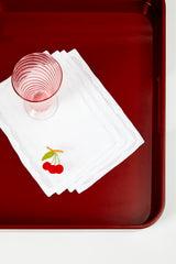 SET OF 4 CHERRY COCKTAIL NAPKINS
