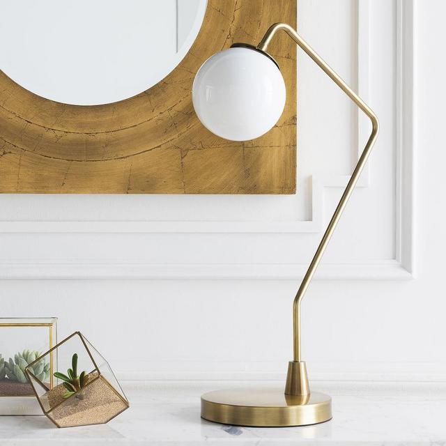 Gabor Metal & Hand-Blown Glass Task Lamp, Brass