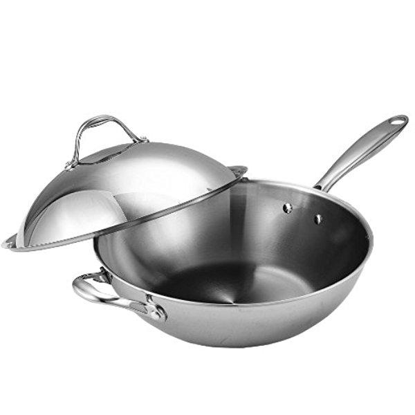 Cooks Standard Multi-Ply Clad Stainless-Steel 13-Inch Wok with Dome Lid