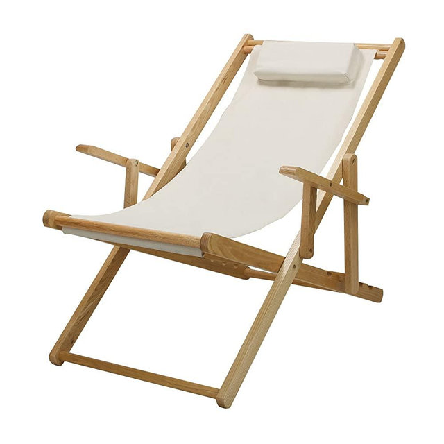Casual Home Adjustable Sling Chair Natural Frame, Natural Canvas